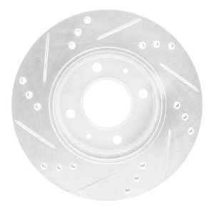Hyundai Accent Brake Rotor (1) - Front Right - R1 Concepts - Drilled & Slotted - Silver - `00-`02
